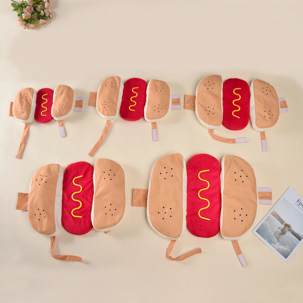 Funny Pet Hot Dog Costume Dog Clothes Cat Apparel Cute Halloween Outfit for Birthday Party Christmas Photo Shoot Pet Supplies