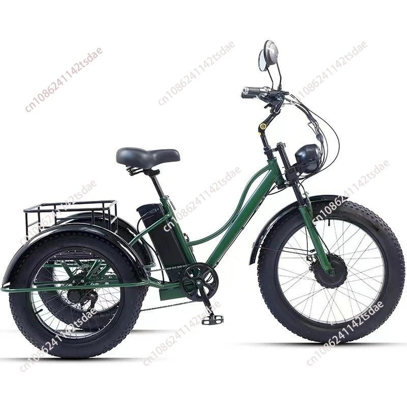 750w 3 Wheels Mountain Electric Bike With Two Seat For Elderly 48V Removable Battery Electric Tricycle Adults Off Road For Man