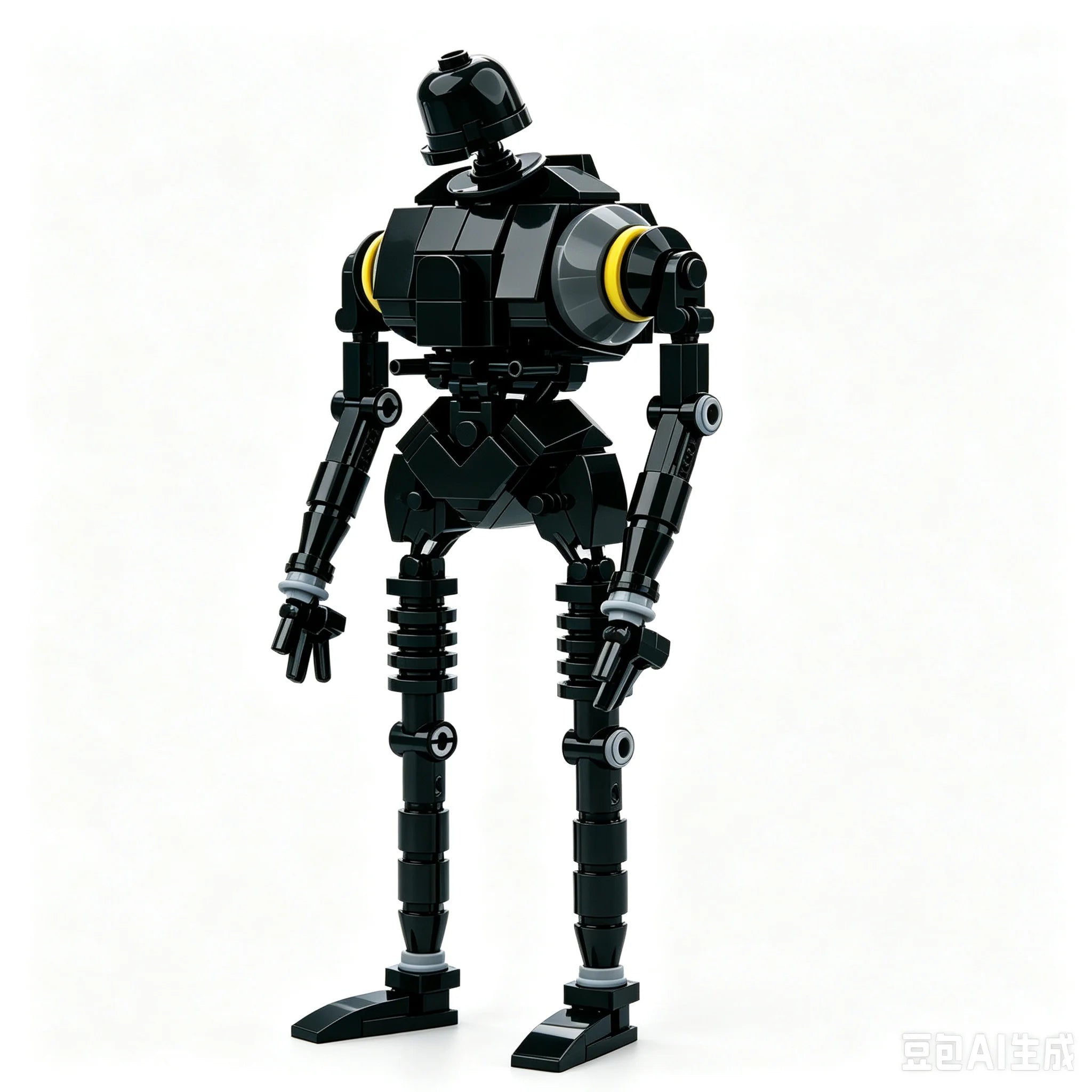 Sci-Fi Black Humanoid Robot Building Blocks, MOC Droid Model, Compatible with Major Brand Bricks, DIY Assembly Toy, Educational