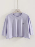 White Cotton Crop T Shirts For Women Loose Fit Summer Sexy Baggy Crop Top Tee Short Sleeve Oversize Cropped T Shirt Women Purple