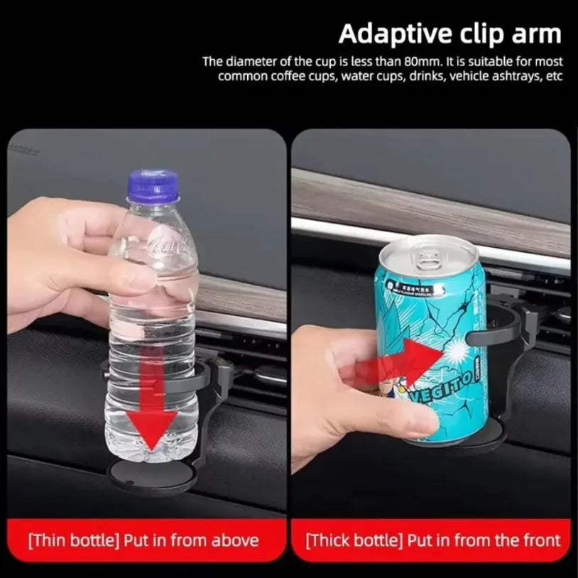 Portable Car Cup Holder Car Outlet Vent Drink Cup Stand Anti-slip and Stable 360° Rotate Removable Clip Car Interior Accessories