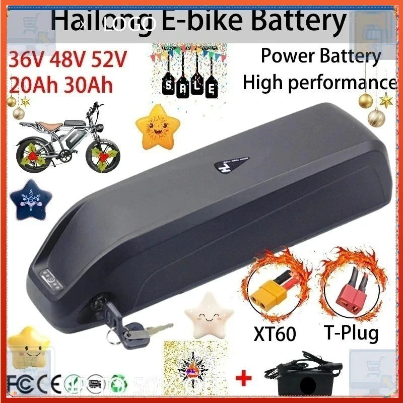 🔋36V 48V 52V For Motor Electric Mountain Bike Hailong Battery With BMS 20Ah 30Ah,for Bafang BBS02 BBS03 BBSHD 750W 1000W Ebike#