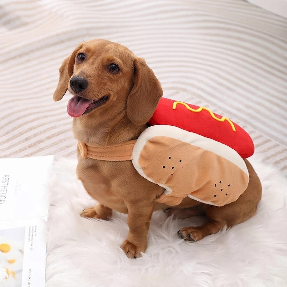 Funny Pet Hot Dog Costume Dog Clothes Cat Apparel Cute Halloween Outfit for Birthday Party Christmas Photo Shoot Pet Supplies