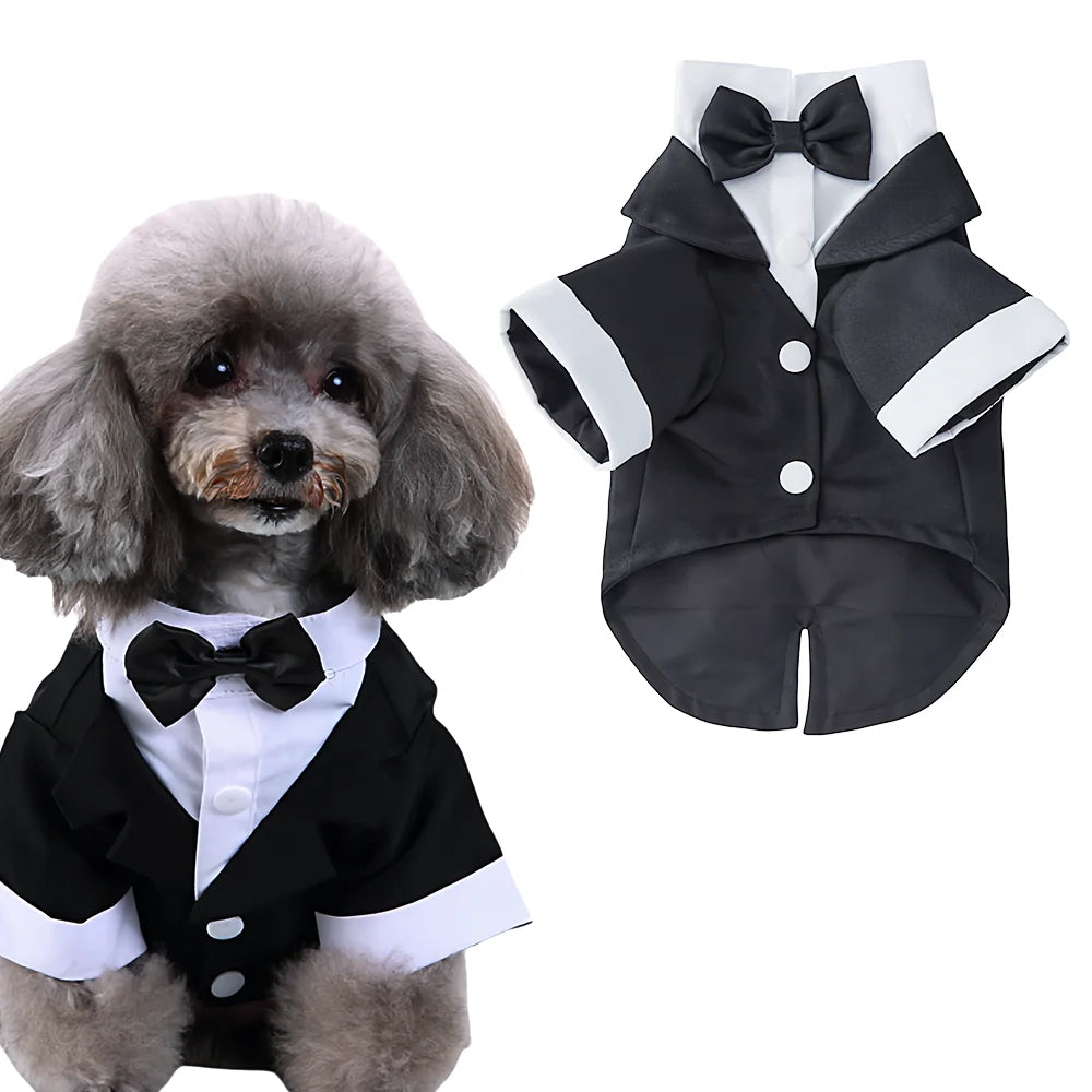 Pet Costume Suits - Lightweight Tuxedos, Suitable for Weddings/Christmas, with Adjustable Bow Ties and Breathable Mesh Fabric