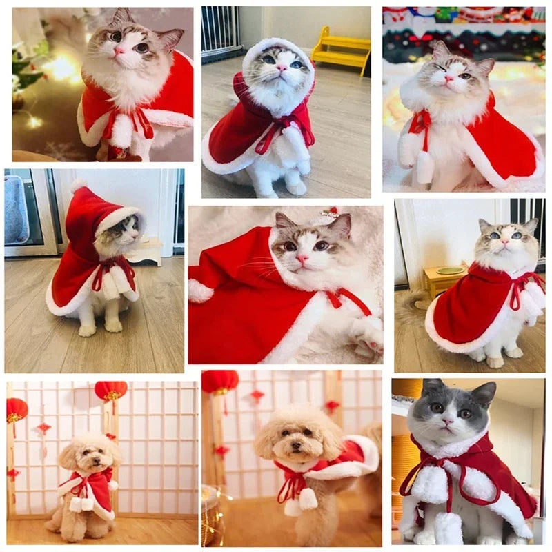 1 Pc Christmas Pet Costumes Funny Santa Claus Outfit for Dogs Cats Winter Warm Cotton Clothes Cute Pet Cosplay Apparel