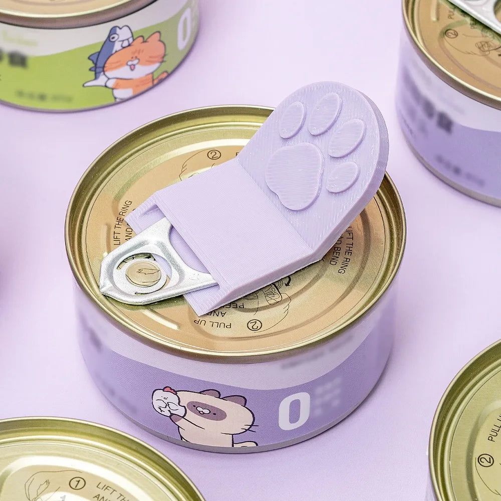 Cute Cat Paw Pet Food Can Opener Easy Ring Pull Opener Tool for Cat Dog Canned Food Protect Nails Ergonomic Kitchen Accessories