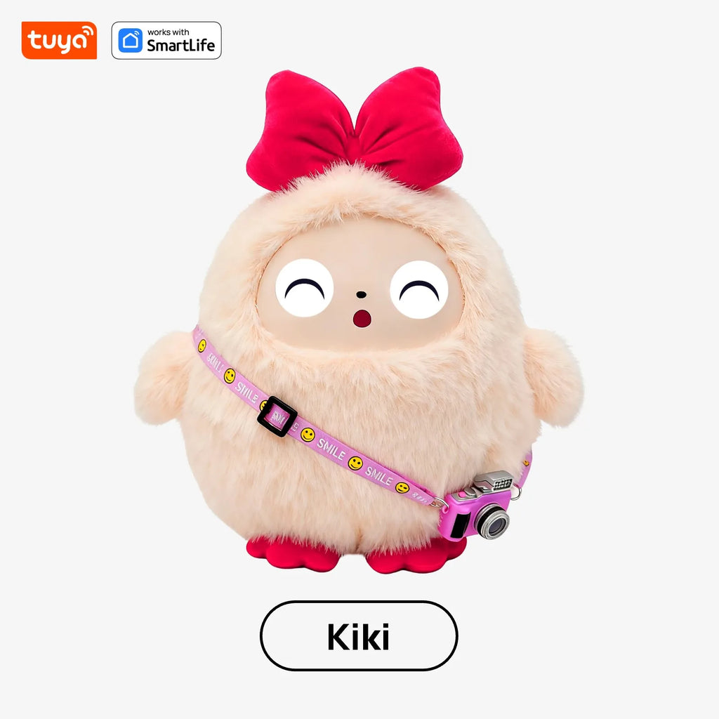 Cute Kiki-AI Plush Toy W/Smart Voice&LED Eyes,Interactive Companion ReadyRechargeable E-Pet open up fun life W/Tuya App-Pink