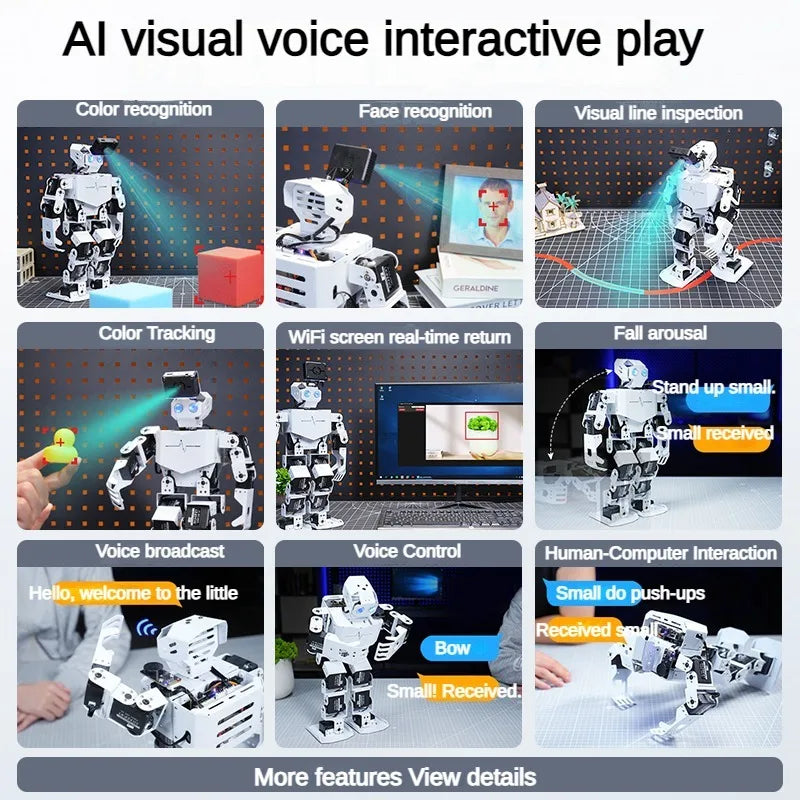 17 Dof Humanoid Robot Supports AI Vision Voice Interaction Singing Educational Programming DIY Kit For Arduino or Scratch Python