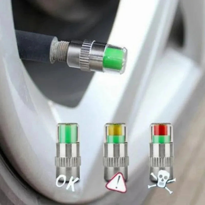 Cars Tire Air Pressure Monitor Alert 4Pcs/set Indicator Tire Valve Cap Gauge Car Accessories Car Tyre Pressure Gauge Caps Useful