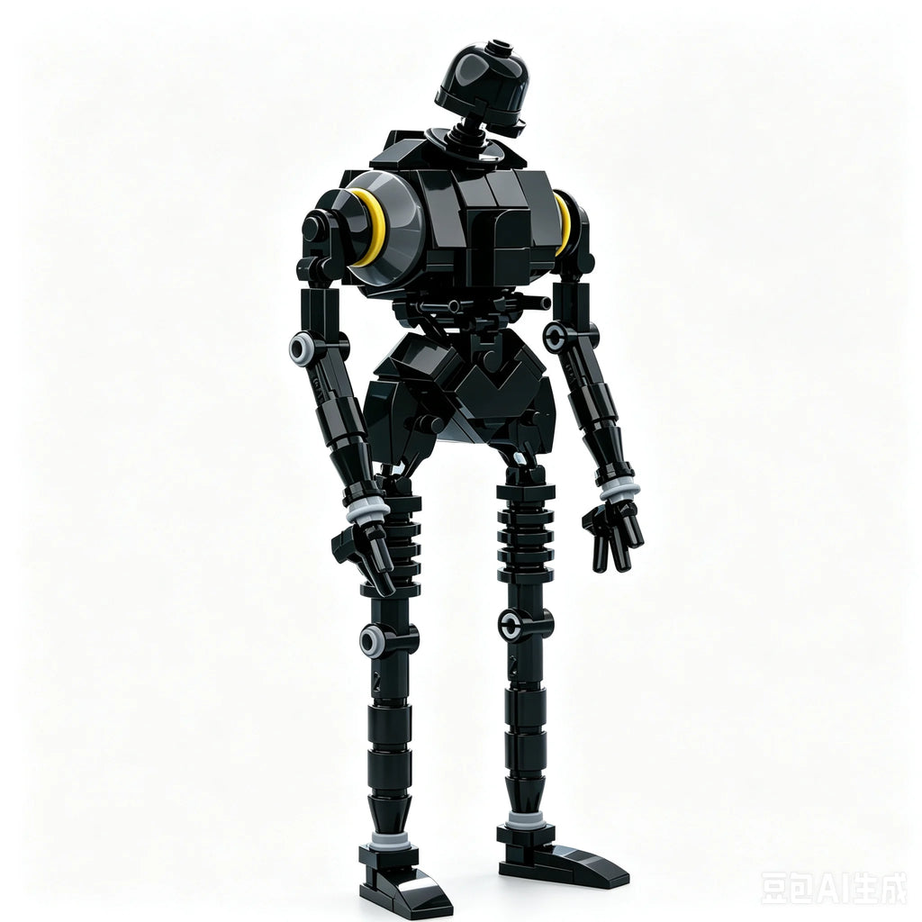 Sci-Fi Black Humanoid Robot Building Blocks, MOC Droid Model, Compatible with Major Brand Bricks, DIY Assembly Toy, Educational
