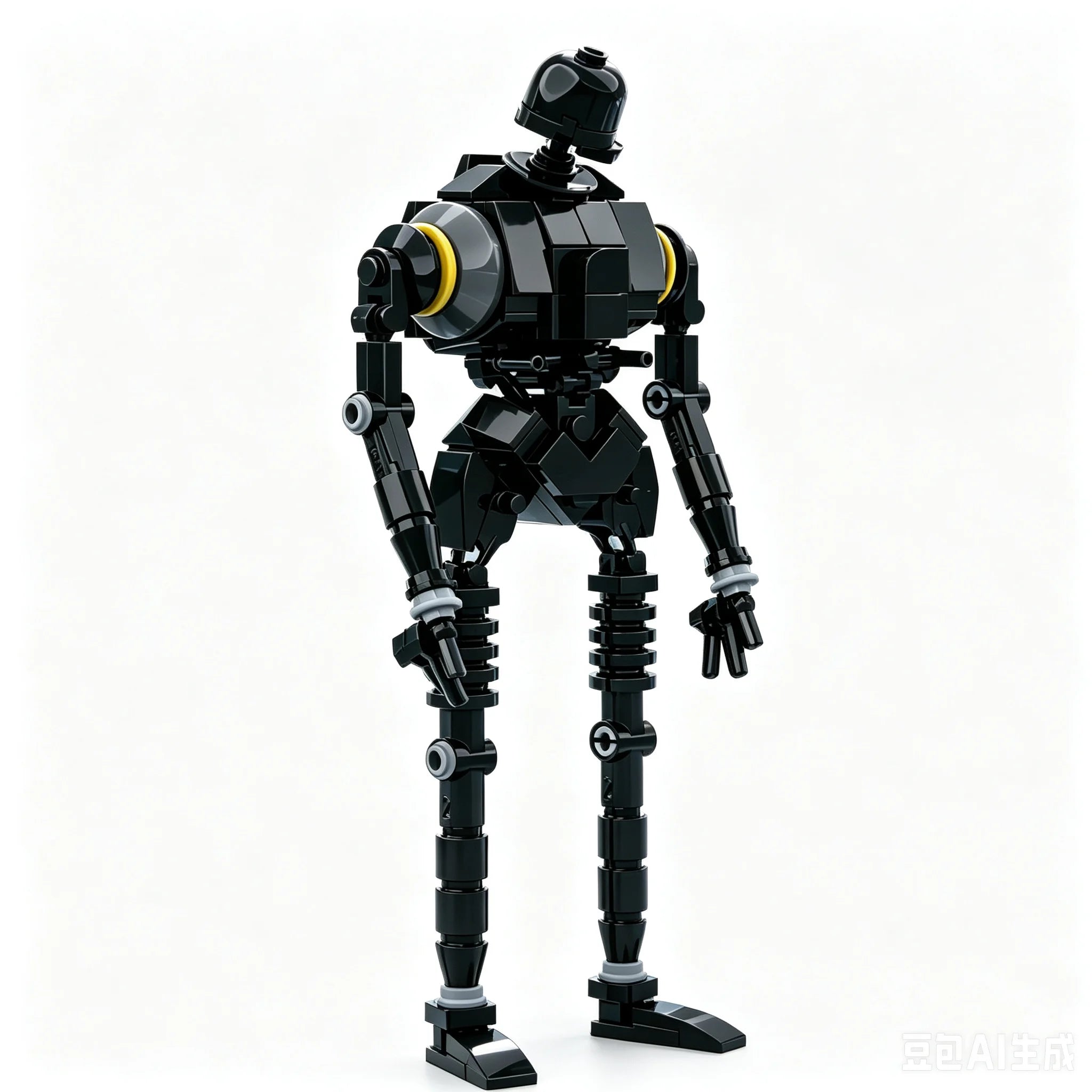 Sci-Fi Black Humanoid Robot Building Blocks, MOC Droid Model, Compatible with Major Brand Bricks, DIY Assembly Toy, Educational