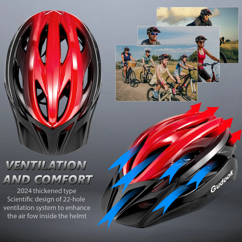 Bike Helmet, Bicycle Helmet for Adult Men & Women Mountain Road Cycling Helmets with Dial Fit Adjustment Detachable Visor