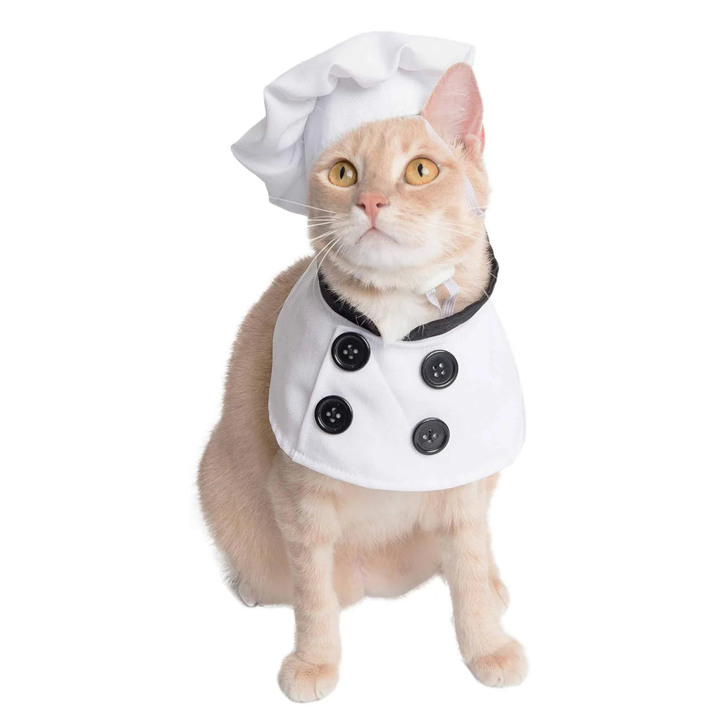 Pet Chef Costume for Cats And Dogs Cute Chef Hat And Bib Outfit Funny Cosplay Dress-Up for Small to Medium Pets Halloween Christ