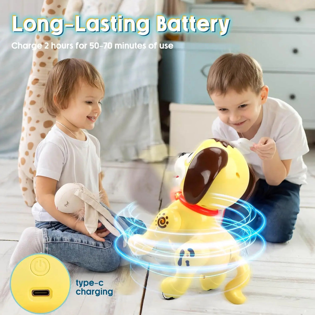 Interactive Robot Pet Puppy Dog Toy for Kids That Acts Like a Real Dogs Walking Barking with Toddler, Girls Boys, birthday Gift