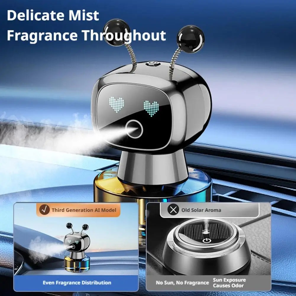 AI Smart Car Air Freshener Rechargeable Adjustable Cute Robot SIntelligent Auto-Spray Air Freshener for Vehicles Car Gadgets