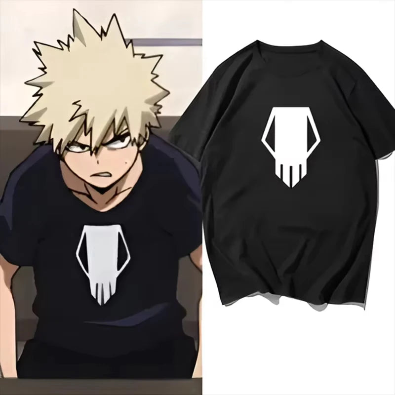 Anime My Hero Academia Bakugou Katsuki Same T-shirt Cosplay Costume Print T Shirt Summer Short Sleeve Tee Men's Clothing Tops