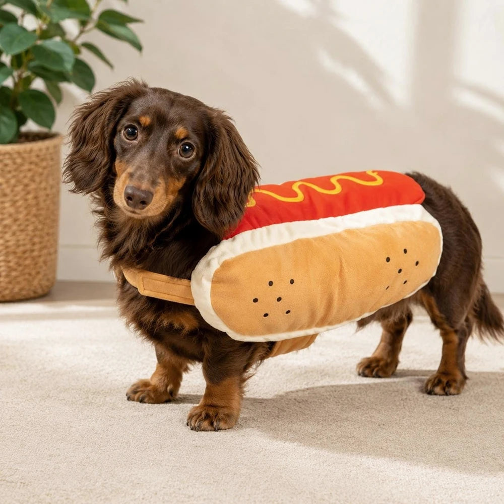 Funny Pet Hot Dog Costume Dog Clothes Cat Apparel Cute Halloween Outfit for Birthday Party Christmas Photo Shoot Pet Supplies