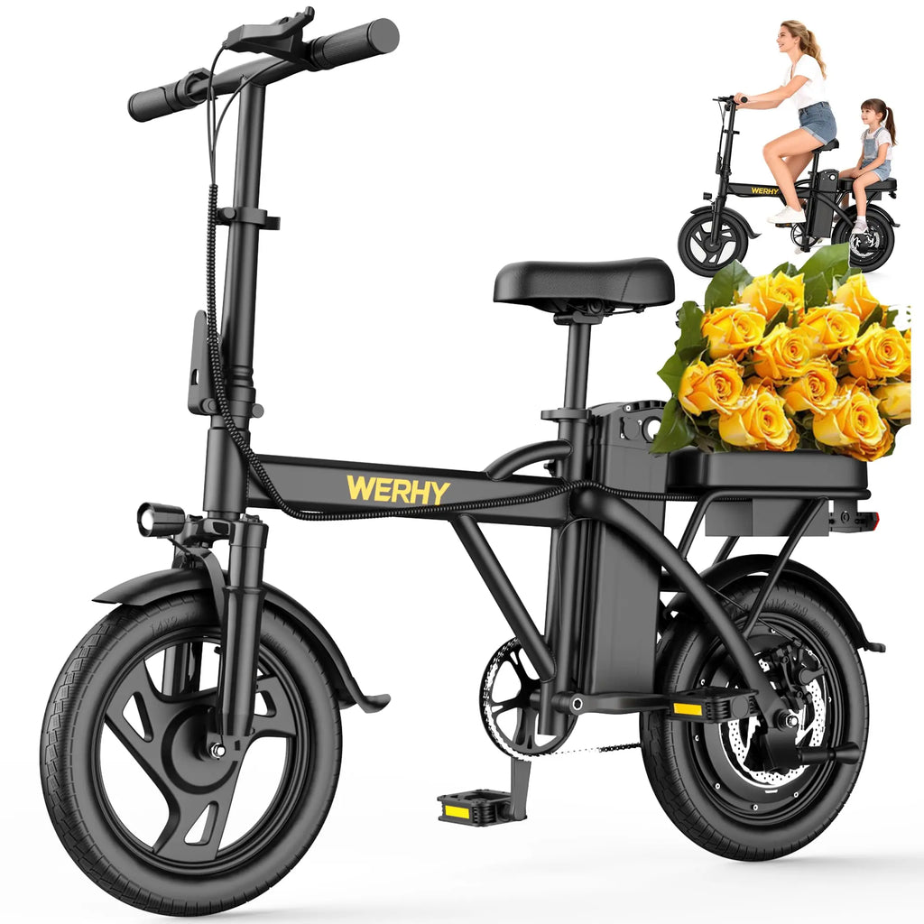 Bike for Adults, 500W Motor, 20 MPH Max Speed Folding Ebike, 14" Electric Bicycles, Max 20/30 Miles Range，Customized