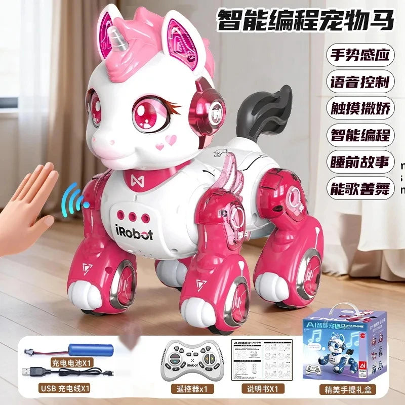 Ai Smart Bionic Robotic Horse Programmable Remote Control Voice Activated Gesture Sensing Electric Robot Pet Accompany Toy