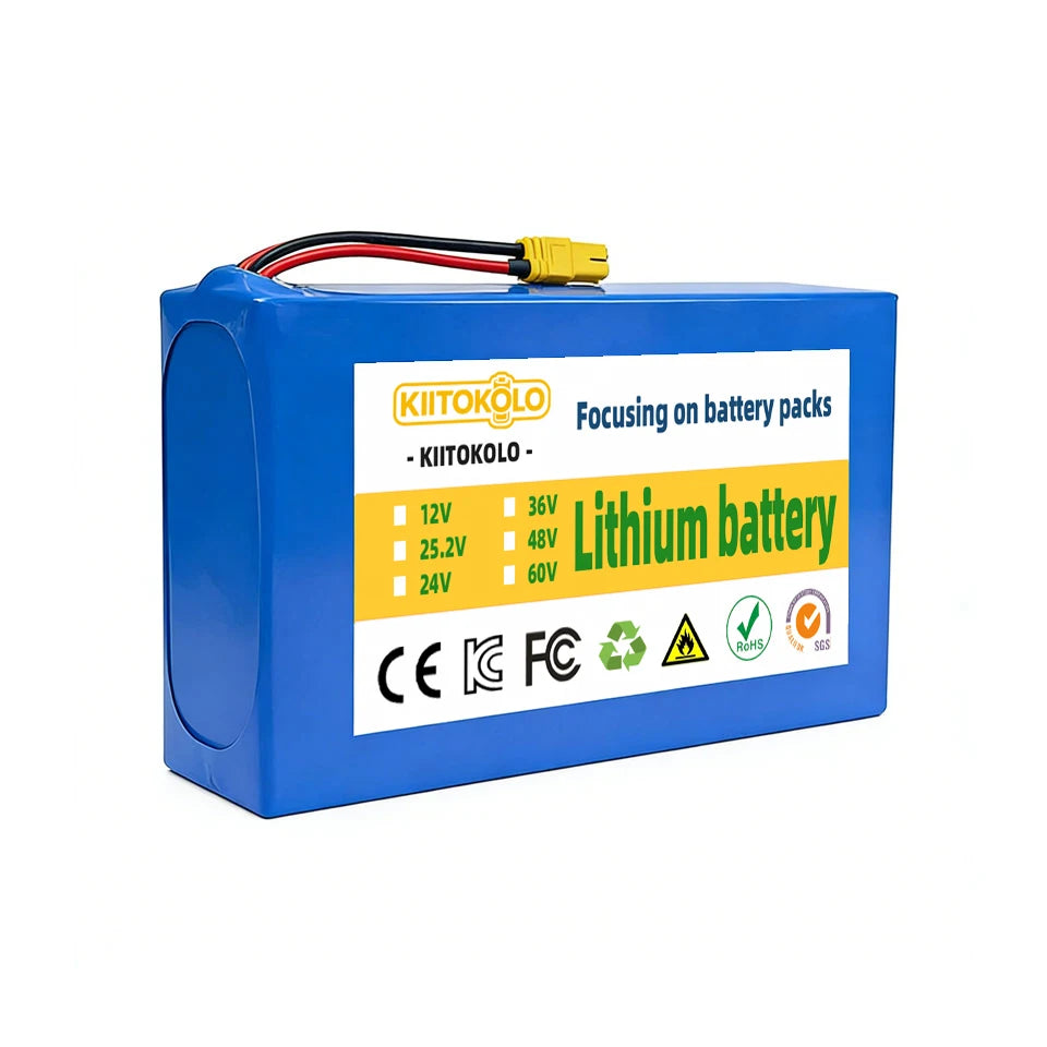 48V 15Ah High Capacity E-Bike Battery 18650 Lithium-ion Pack 13S7P with BMS + 54.6V Charger for Electric Scooter/E-Bike