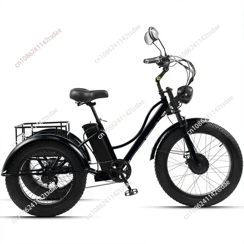 750w 3 Wheels Mountain Electric Bike With Two Seat For Elderly 48V Removable Battery Electric Tricycle Adults Off Road For Man