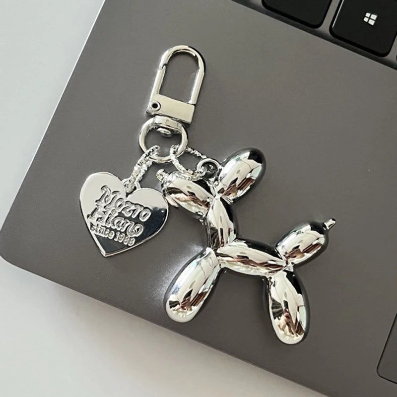 Korean Cute 3D Balloon Dog Keychain for Car Keys Iphone Accessories Trendy Heart Keyring Women Handbag Bag Pendant Key Chains