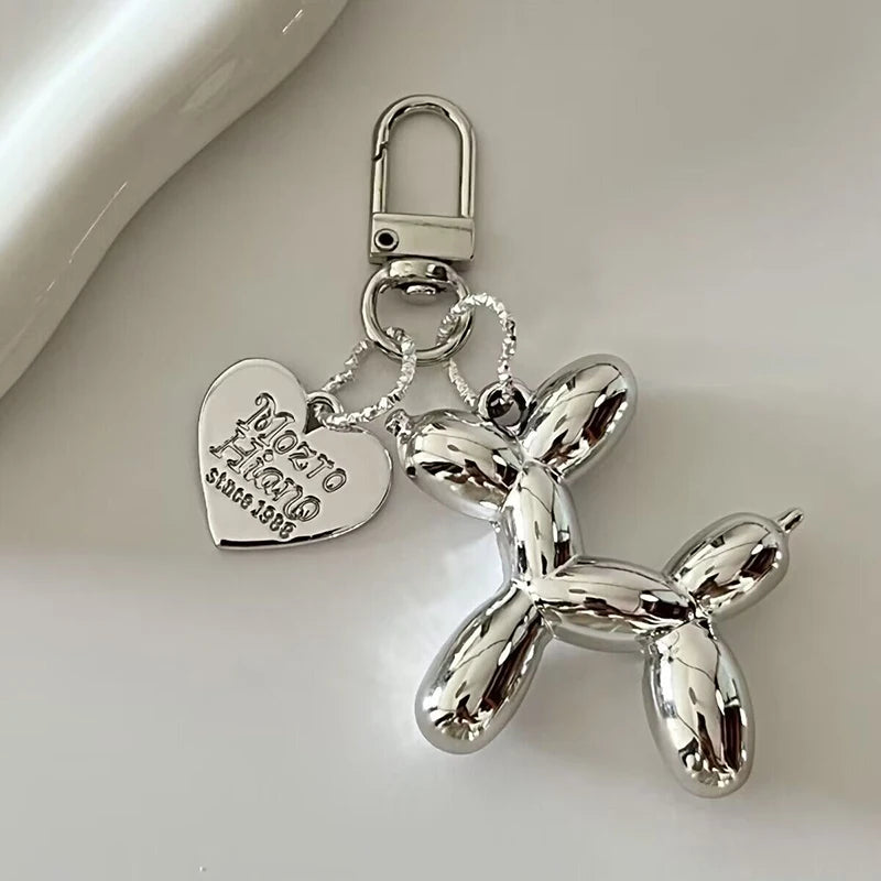 Korean Cute 3D Balloon Dog Keychain for Car Keys Iphone Accessories Trendy Heart Keyring Women Handbag Bag Pendant Key Chains