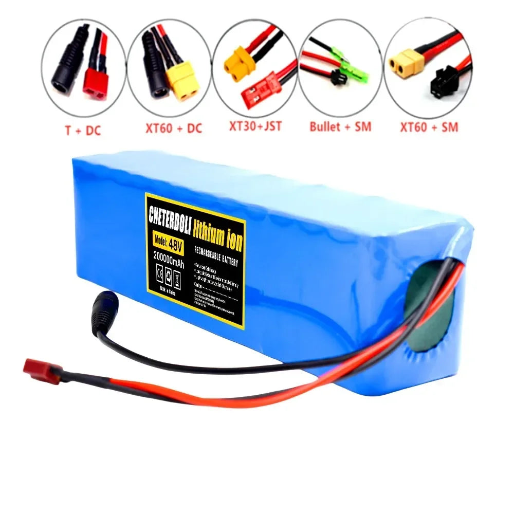 E-Bike Battery 48V 20Ah 18650 Lithium Ion Battery Pack 13S3P E-Bike Conversion Kit Bafang 1000W and 54.6V 2A Charger + XT60 Plug