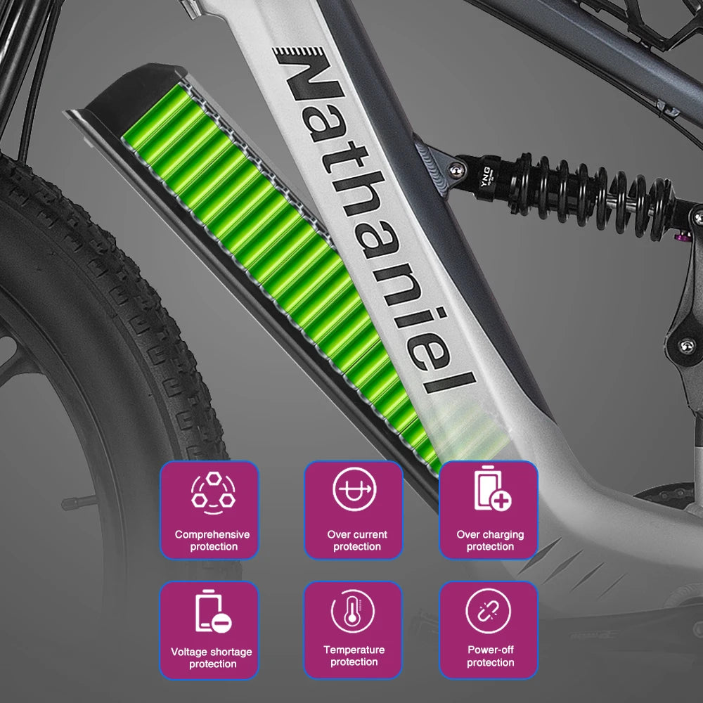 Nathaniel SYR09 Electric Bike 2000W Dual Motor,26*4.0 Fat Tire Integrated Wheel,48V20Ah,55KM/H,All-Terrain Outdoor Sports E-bike