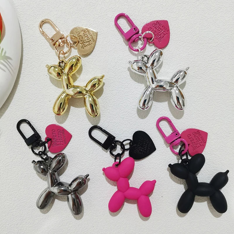 Y2K Korean Cute 3D Balloon Dog Charm Key Chain for Iphone Accessories Trendy Heart Mobile Phone Lanyard Phone Bag Decorations