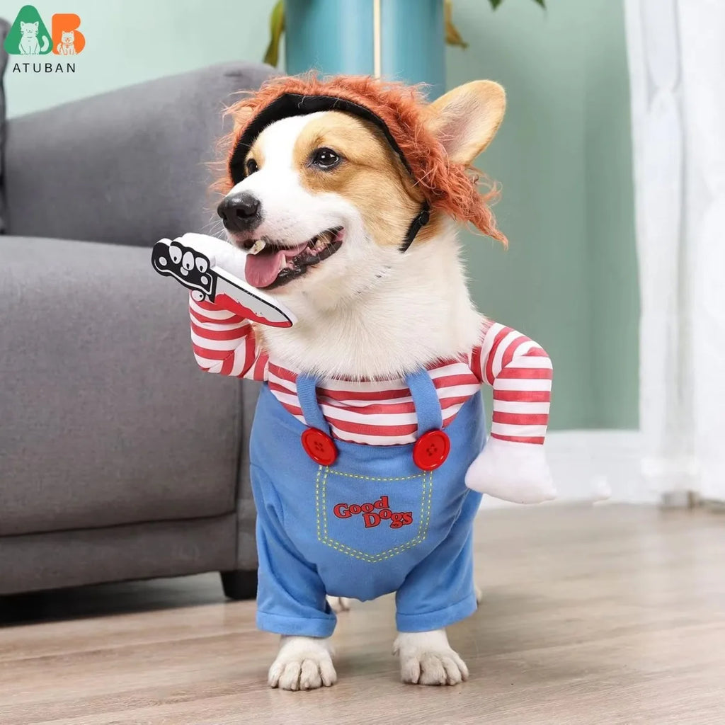 Pet Deadly Dog Costume,Cute Dog Cosplay Halloween Christmas Funny Costume Dog Clothes Party Costume for Small Medium Large Dogs