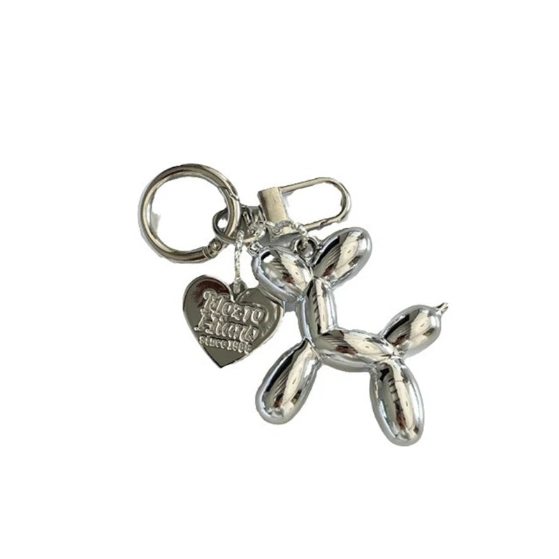 Korean Cute 3D Balloon Dog Keychain for Car Keys Iphone Accessories Trendy Heart Keyring Women Handbag Bag Pendant Key Chains