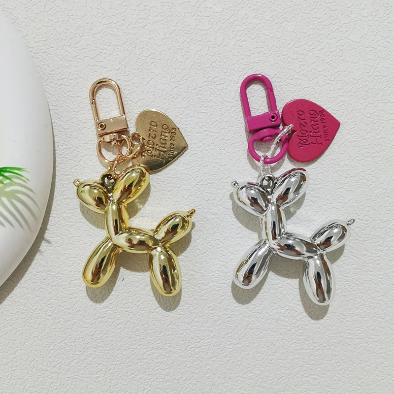 Y2K Korean Cute 3D Balloon Dog Charm Key Chain for Iphone Accessories Trendy Heart Mobile Phone Lanyard Phone Bag Decorations
