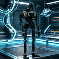 Sci-Fi Black Humanoid Robot Building Blocks, MOC Droid Model, Compatible with Major Brand Bricks, DIY Assembly Toy, Educational