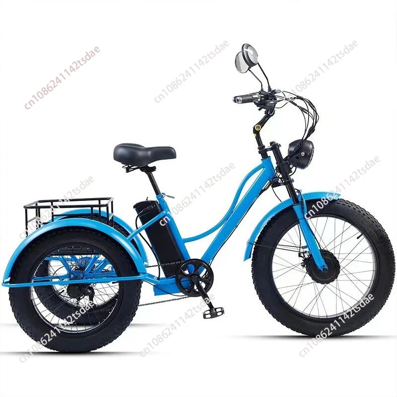 750w 3 Wheels Mountain Electric Bike With Two Seat For Elderly 48V Removable Battery Electric Tricycle Adults Off Road For Man