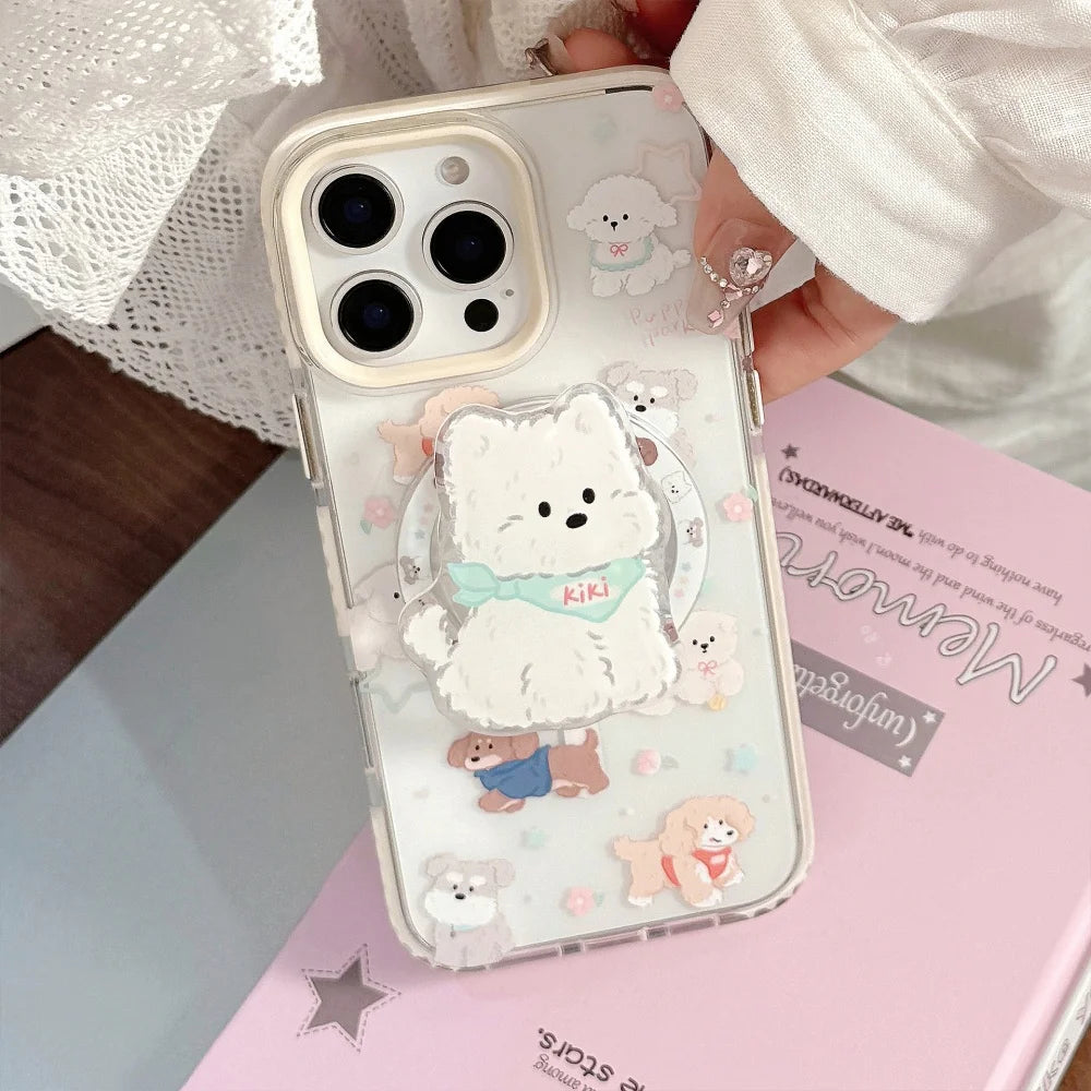 Korean Cute Puppy For Magsafe cellphone grip Magnetic Phone Griptok Grip Tok Stand For iPhone Accessories Magnetic Holder