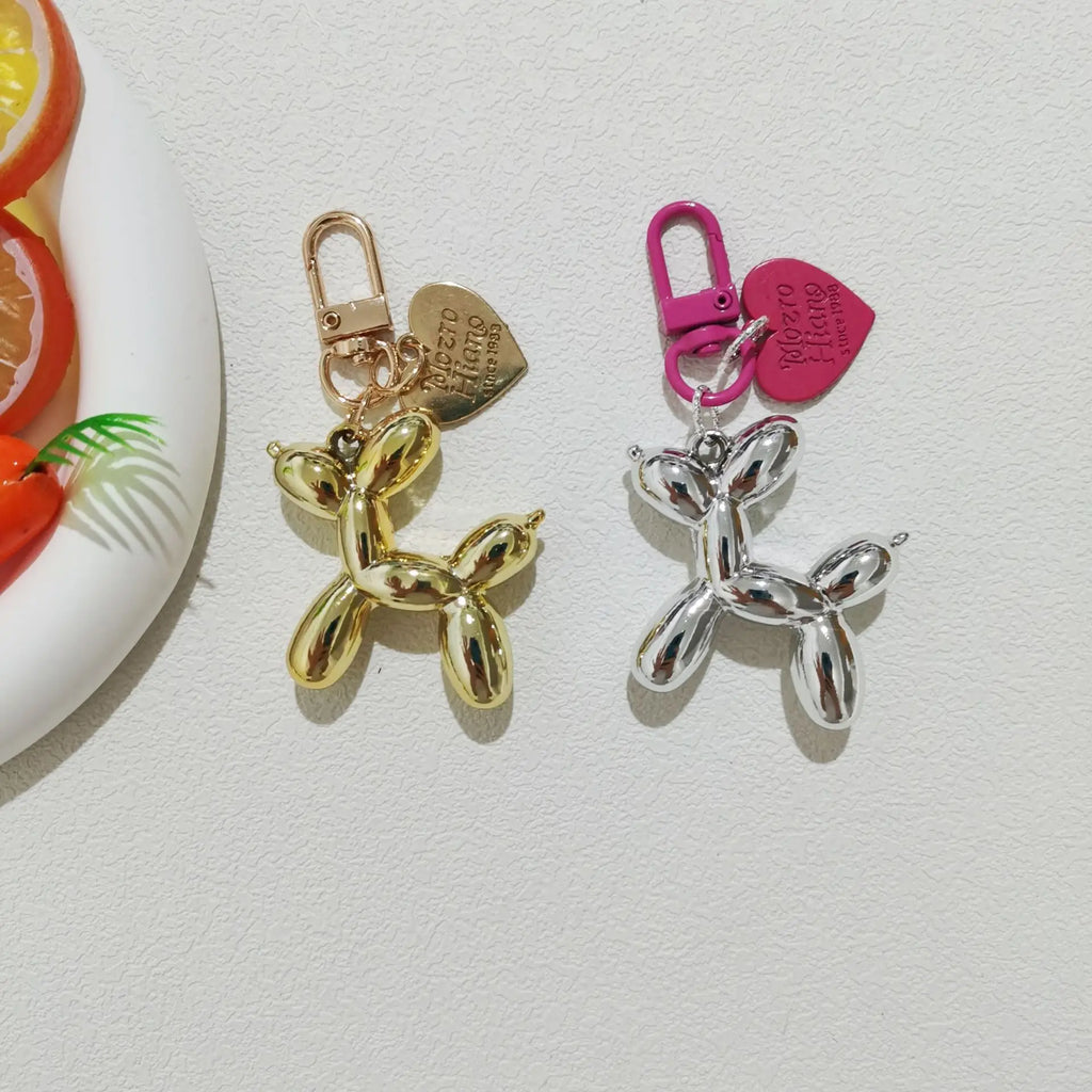 Y2K Korean Cute 3D Balloon Dog Charm Key Chain for Iphone Accessories Trendy Heart Mobile Phone Lanyard Phone Bag Decorations