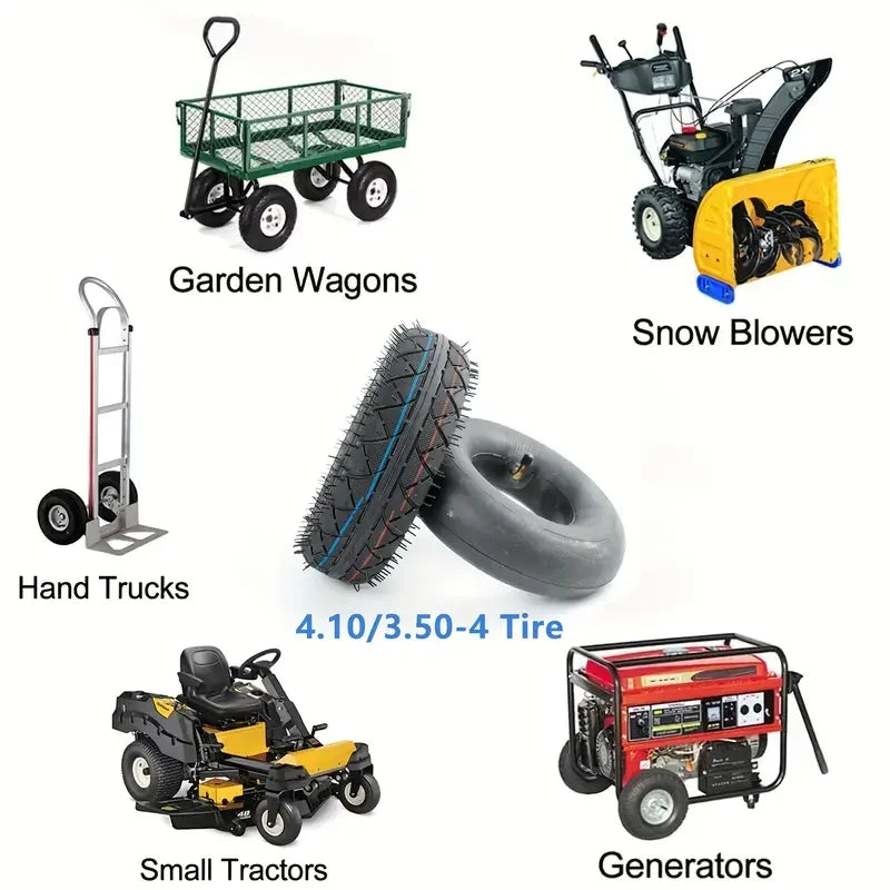 4.10/3.50-4 410/350-4 4.10-4 Tire and Inner Tube for Warehouse Cars Scooter Wheel Hand Truck Lawn Mower Dollies Wheelbarrow