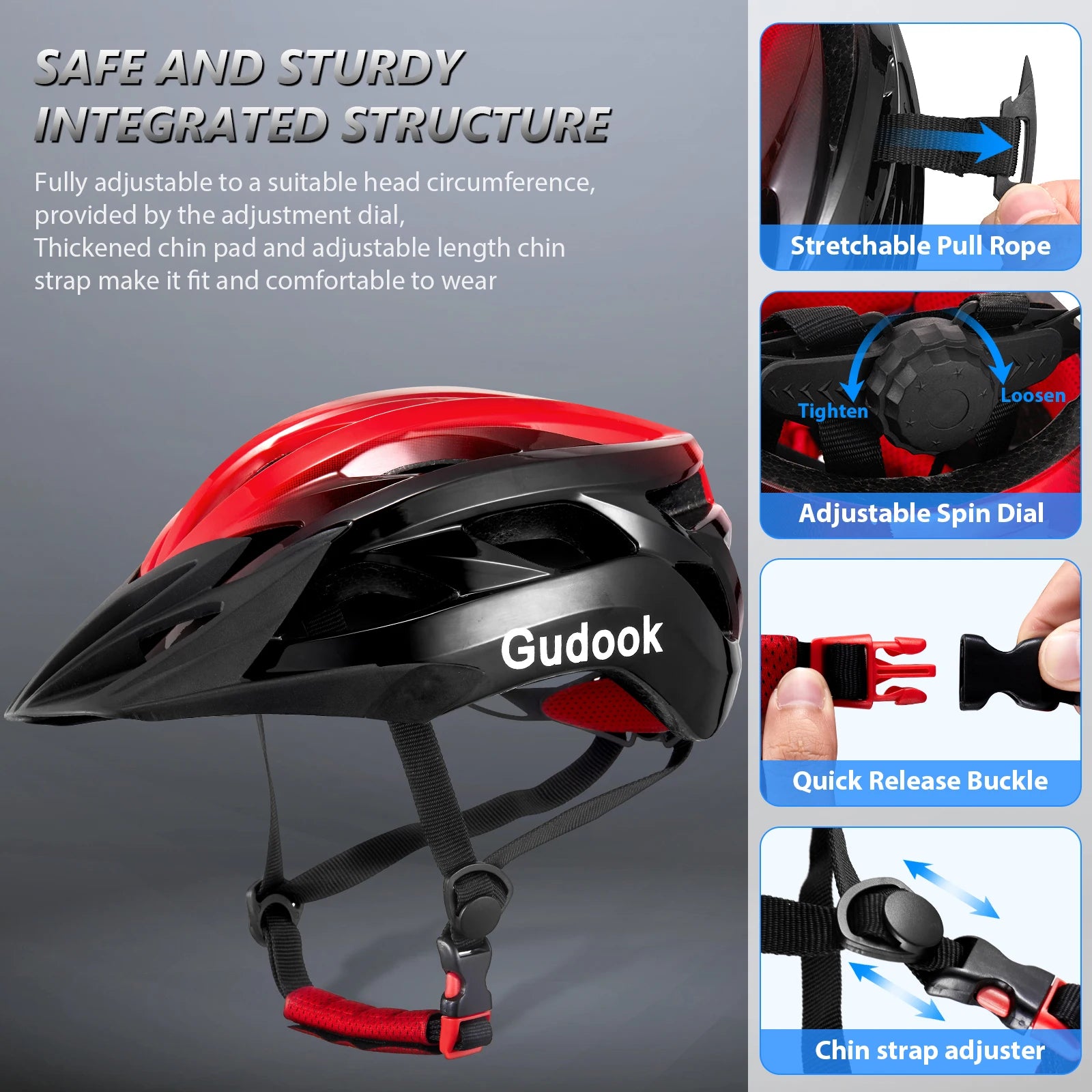 Bike Helmet, Bicycle Helmet for Adult Men & Women Mountain Road Cycling Helmets with Dial Fit Adjustment Detachable Visor
