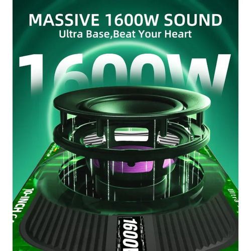 10 Inch Car Speaker Stereo Ultra Thin Seat Subwoofer 1600W Powerful With Built in Individual Low Pass Amplifier HiFi Car Audio