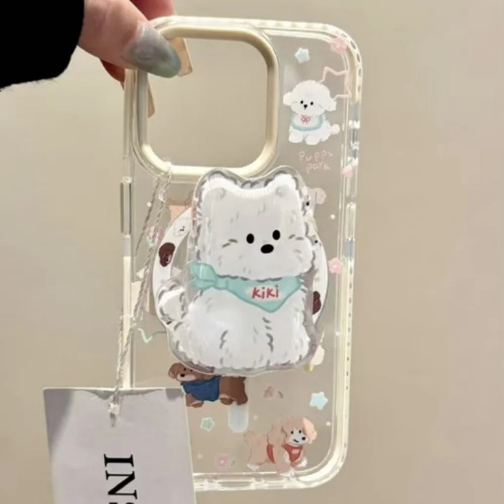 Korean Cute Puppy For Magsafe cellphone grip Magnetic Phone Griptok Grip Tok Stand For iPhone Accessories Magnetic Holder