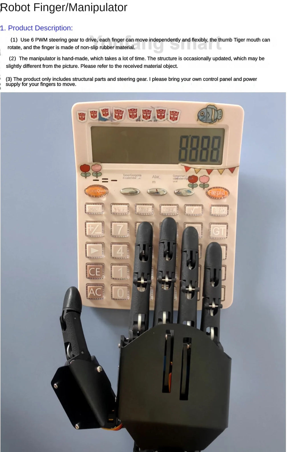 6 Dof Robotic Hand Big Bionic Palm 5 Fingers Left/Right Hand For Arduino For Raspberry Pi Robot Programmable Scientific Project