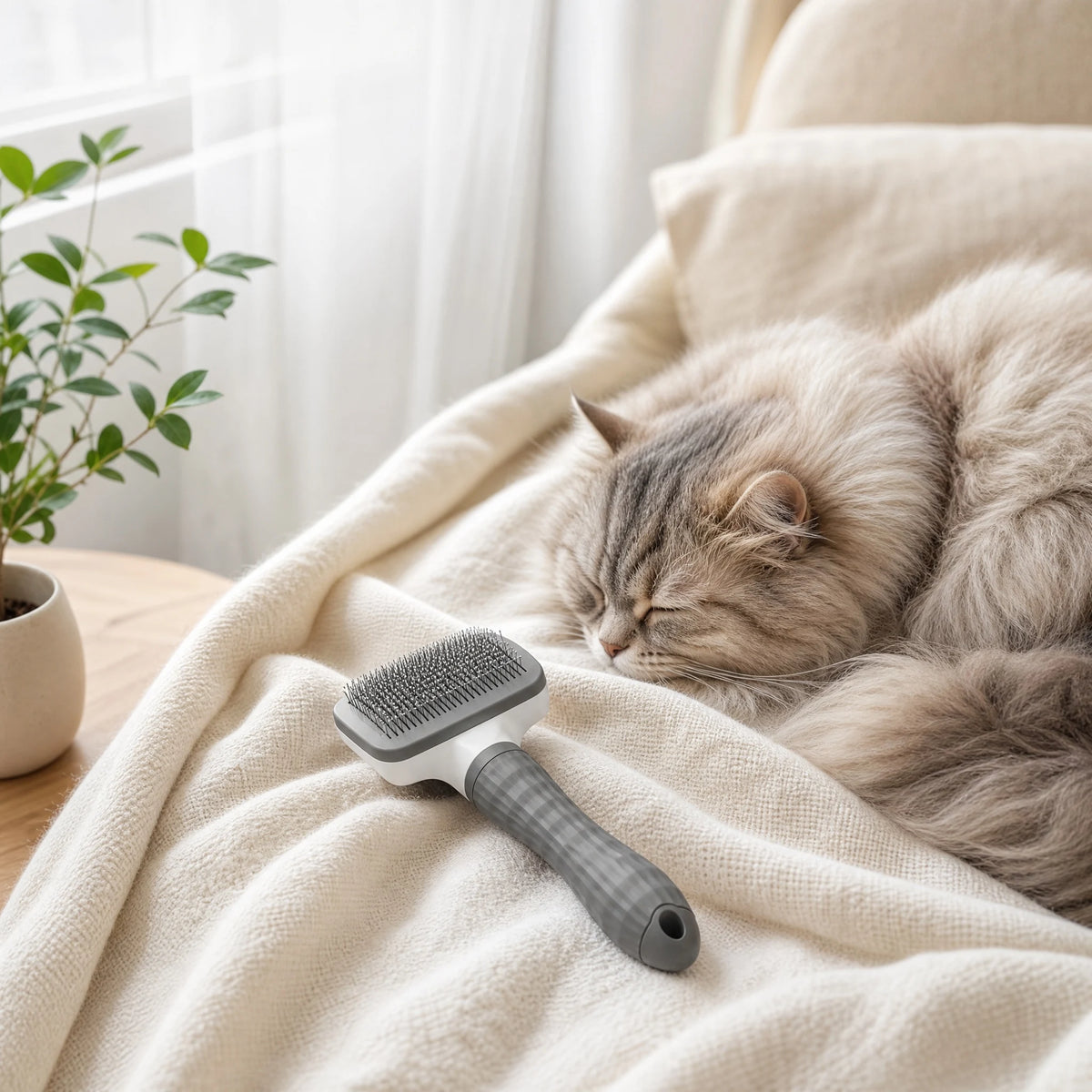 Universal Pet Detangling Brush, Massages Out Knots & Mats. 19cm, for Long/Short Hair, Soothing