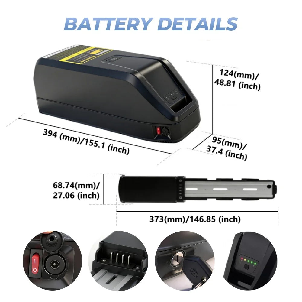 Upgrade 36V 48V Lithium Battery for Duotts C29 S26 BK29 Hitway Mukkpet E-Bike,  Connector 500W-750W Power for Electric Bicycle