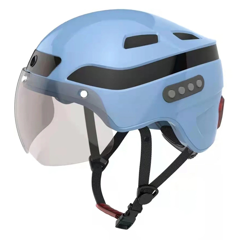 Bike Helmet with Built-in Camera,Quick Release Visor by Magnetic Point,Smart Taillight with Turn Signal,Bluetooth Calling & Play