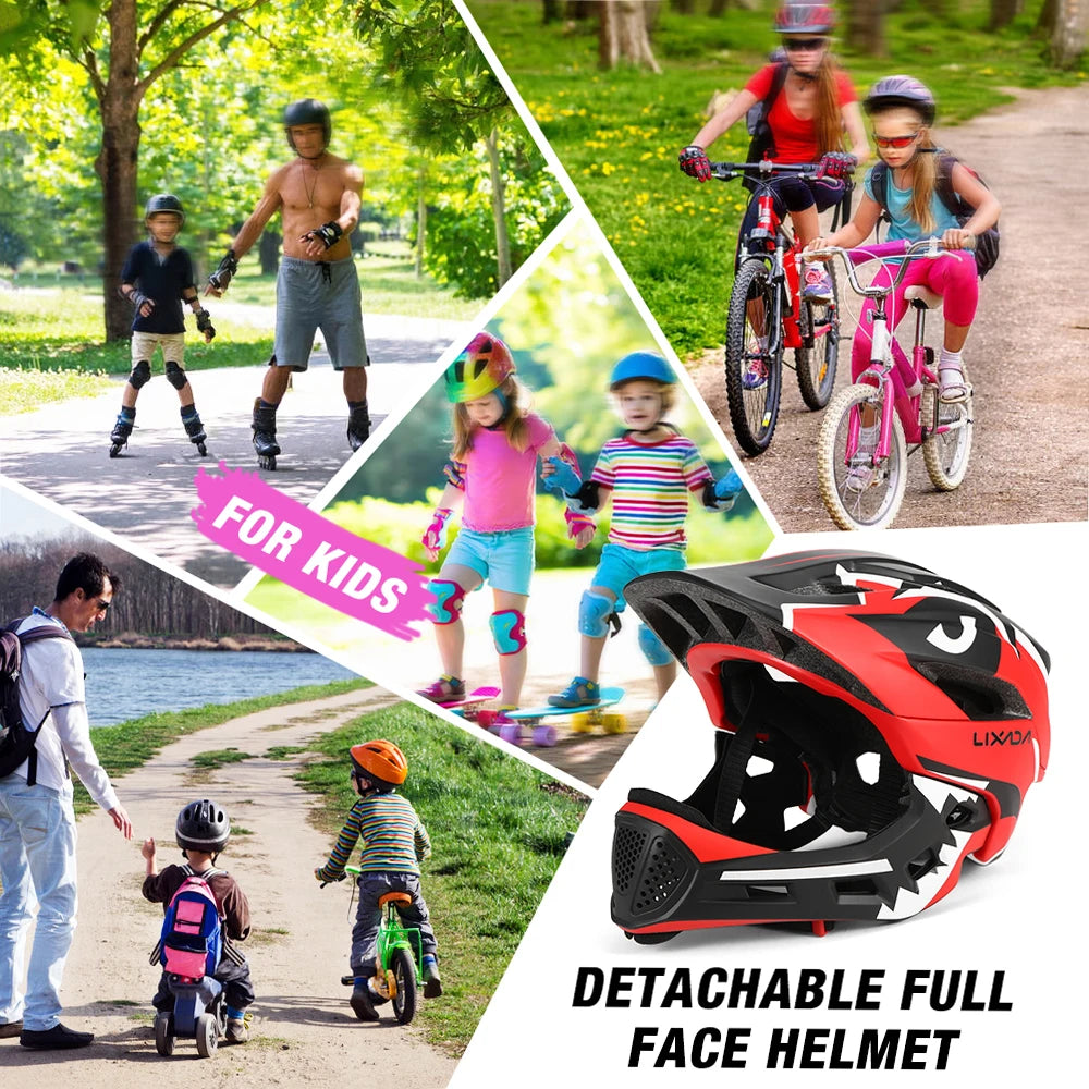 Kids Detachable Full Face Bike Helmet Children's Sports Child Cycling MTB Motorcycle Skateboarding Roller Skating Helmet