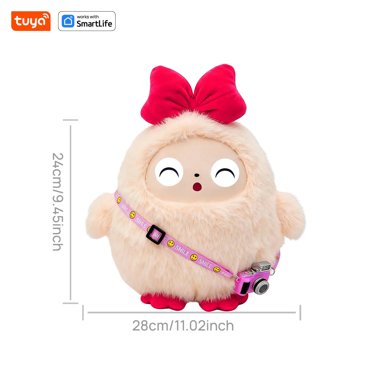 Cute Kiki-AI Plush Toy W/Smart Voice&LED Eyes,Interactive Companion ReadyRechargeable E-Pet open up fun life W/Tuya App-Pink