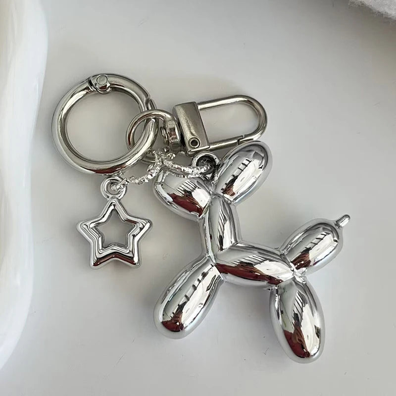 Korean Cute 3D Balloon Dog Keychain for Car Keys Iphone Accessories Trendy Heart Keyring Women Handbag Bag Pendant Key Chains