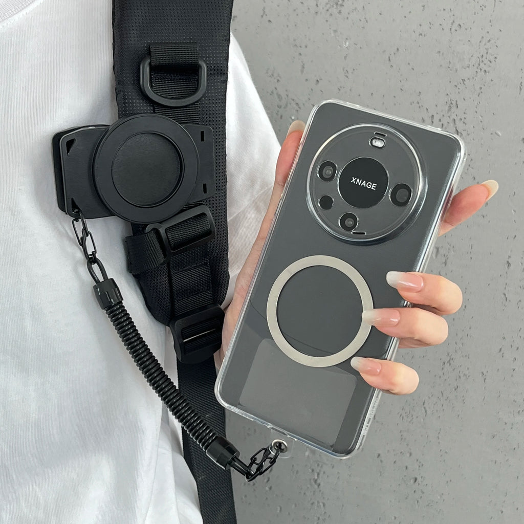 Free Hands Magnetic Belt Clip Holder Mobile Phone Holder Backpack Clip Metal Hook Spring Rope For Magsafe iPhone Accessories