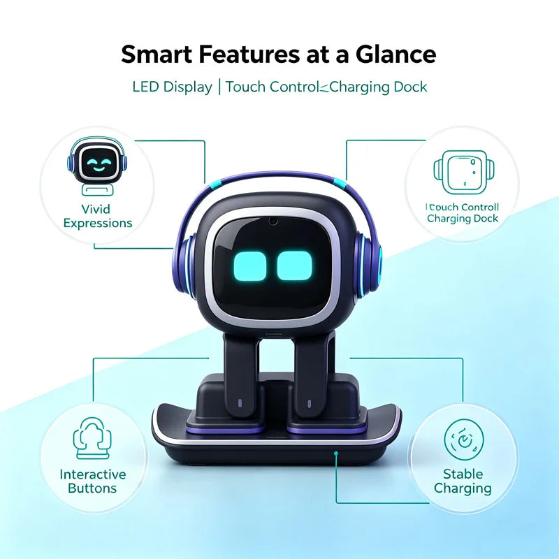 AI EMO Smart Companion Robot Toy with Voice Recognition for Emotional Communication Electronic Pet for Kids And Adults New